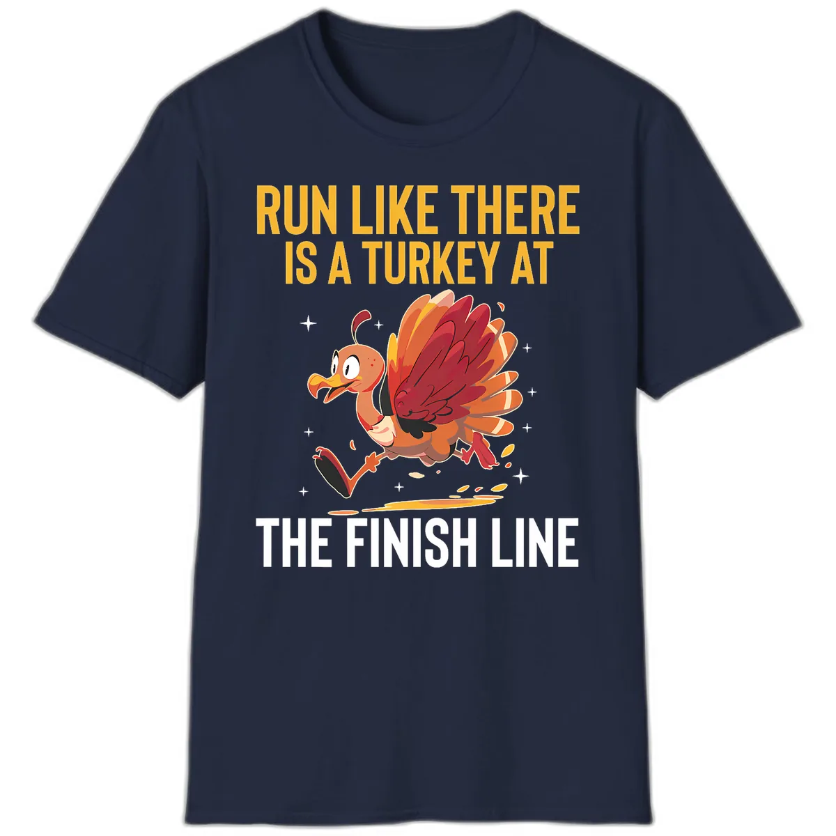 Run Like There Is A Turkey At The Finish Line T-Shirt in Navy
