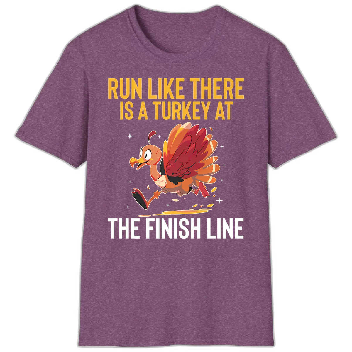 Run Like There Is A Turkey At The Finish Line T-Shirt in Heather Maroon