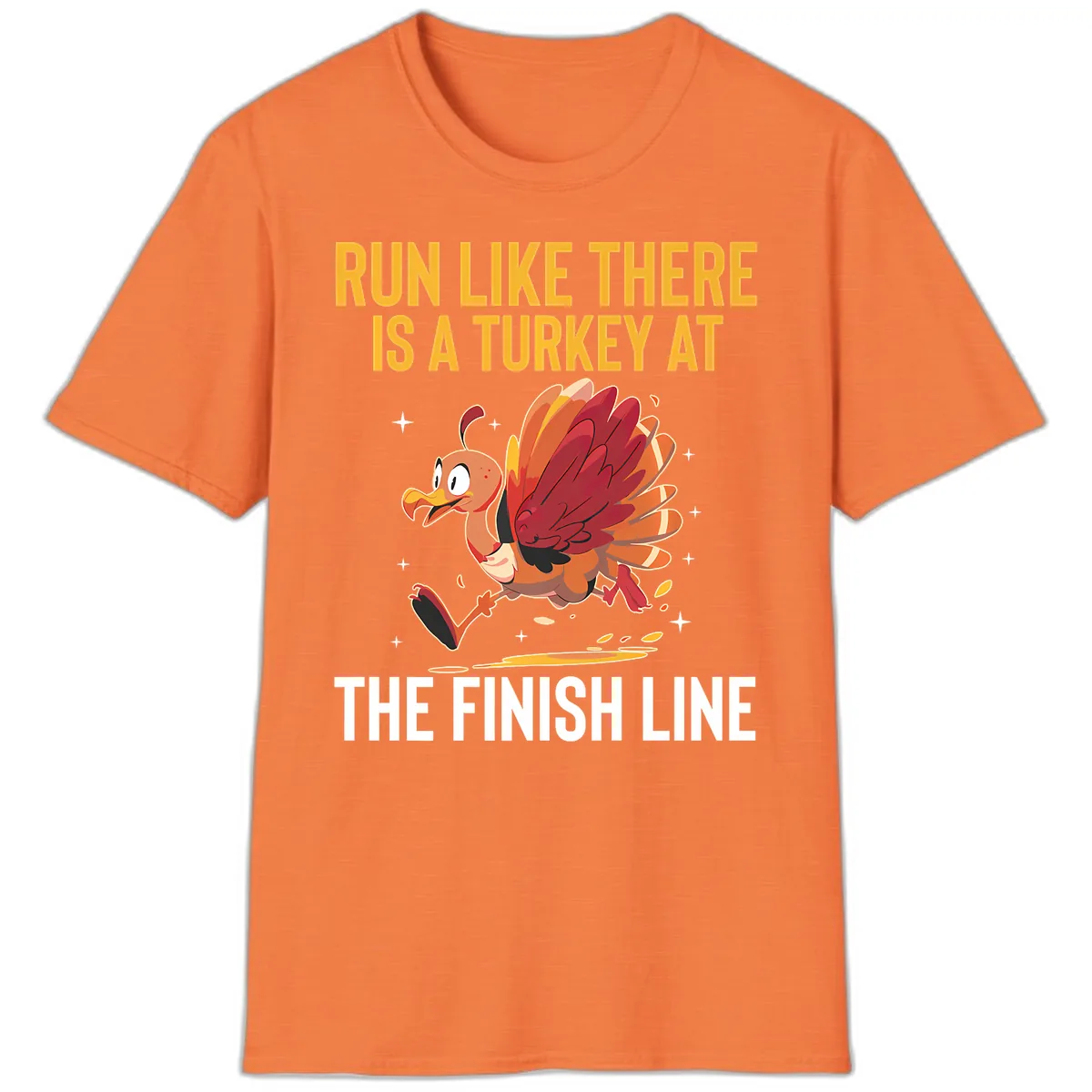 Run Like There Is A Turkey At The Finish Line T-Shirt in Heather Orange