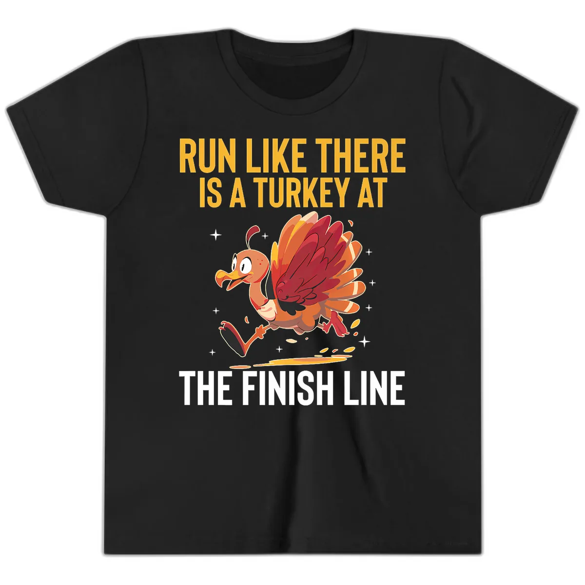 Run Like There Is A Turkey At The Finish Line Youth T-Shirt in Black