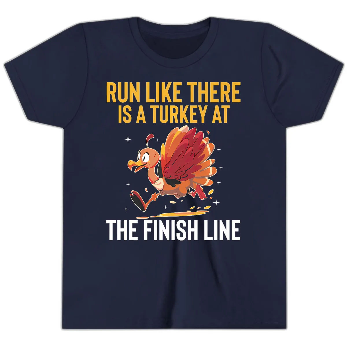 Run Like There Is A Turkey At The Finish Line Youth T-Shirt in Navy