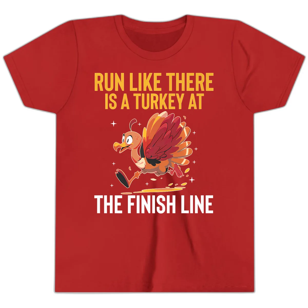 Run Like There Is A Turkey At The Finish Line Youth T-Shirt in Red