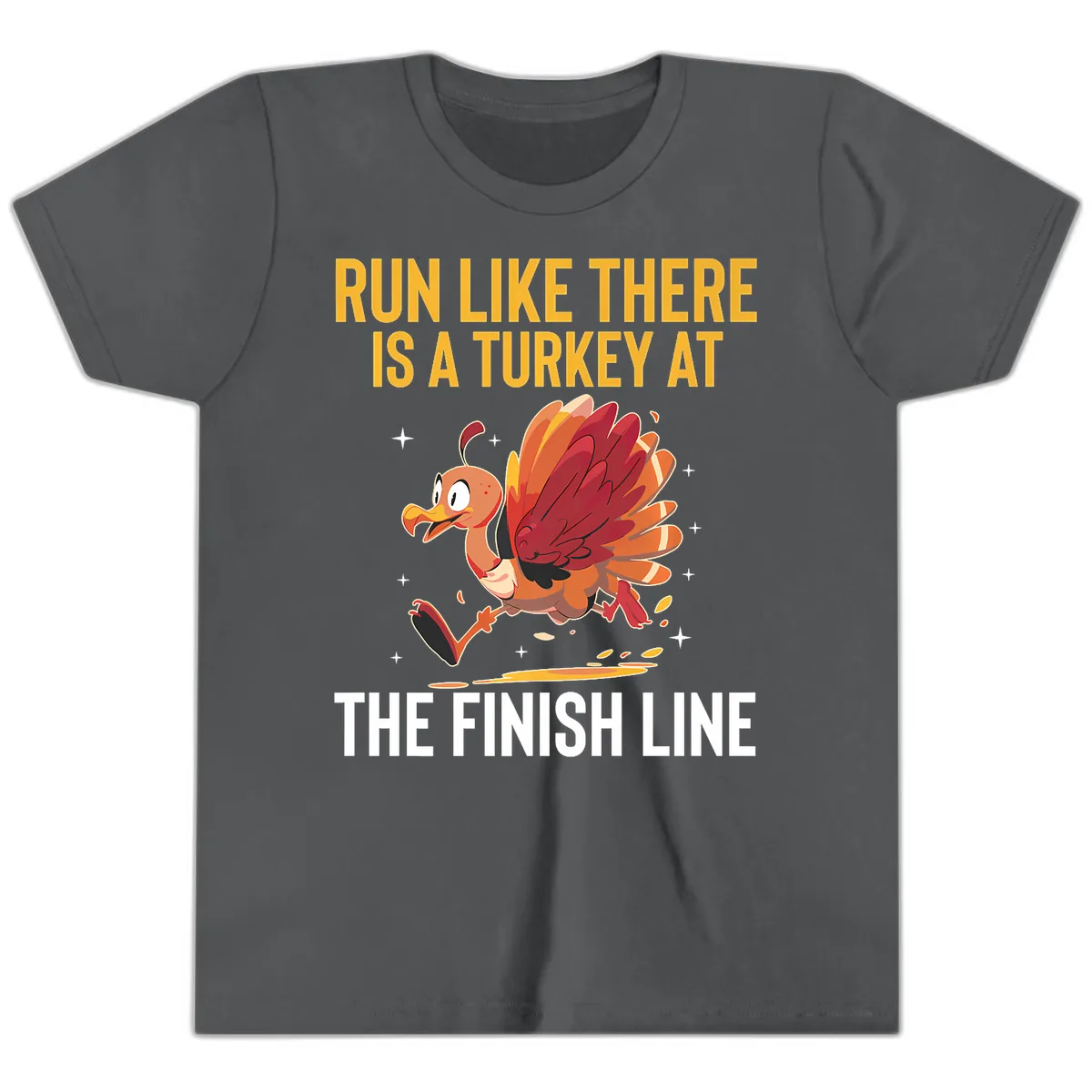 Run Like There Is A Turkey At The Finish Line Youth T-Shirt in Asphalt
