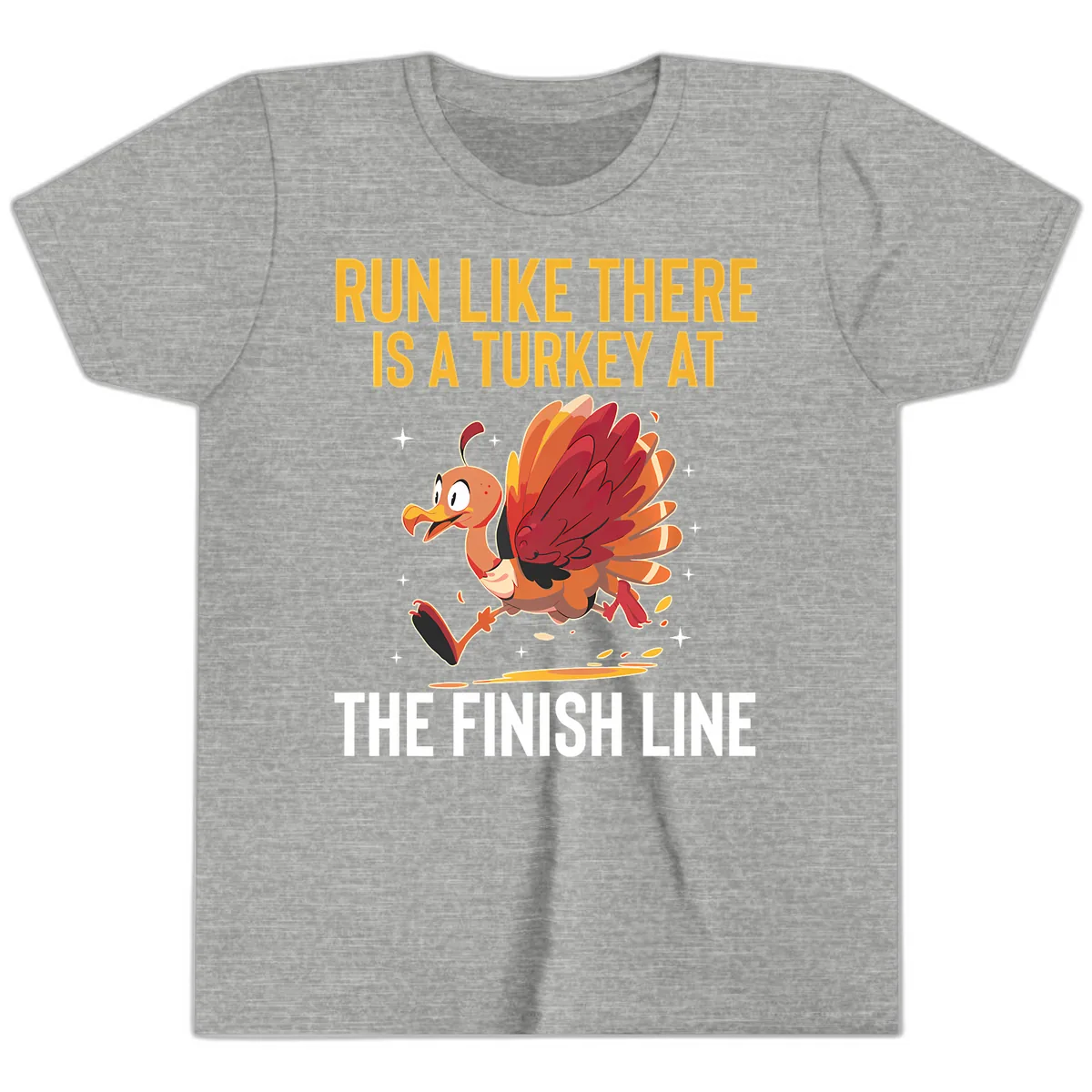 Run Like There Is A Turkey At The Finish Line Youth T-Shirt in Athletic Heather