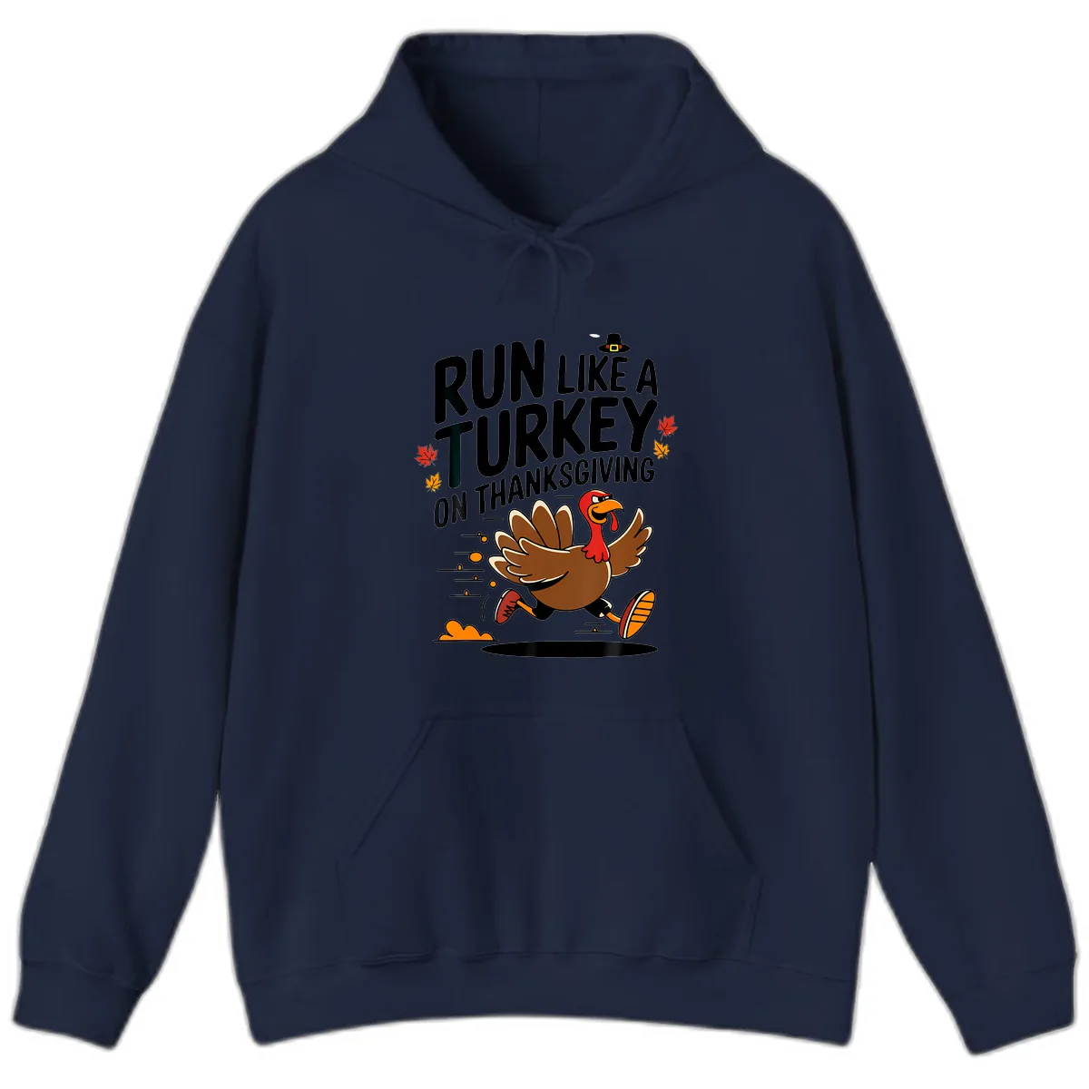 Run Like A Turkey On Thanksgiving Hoodie in Navy