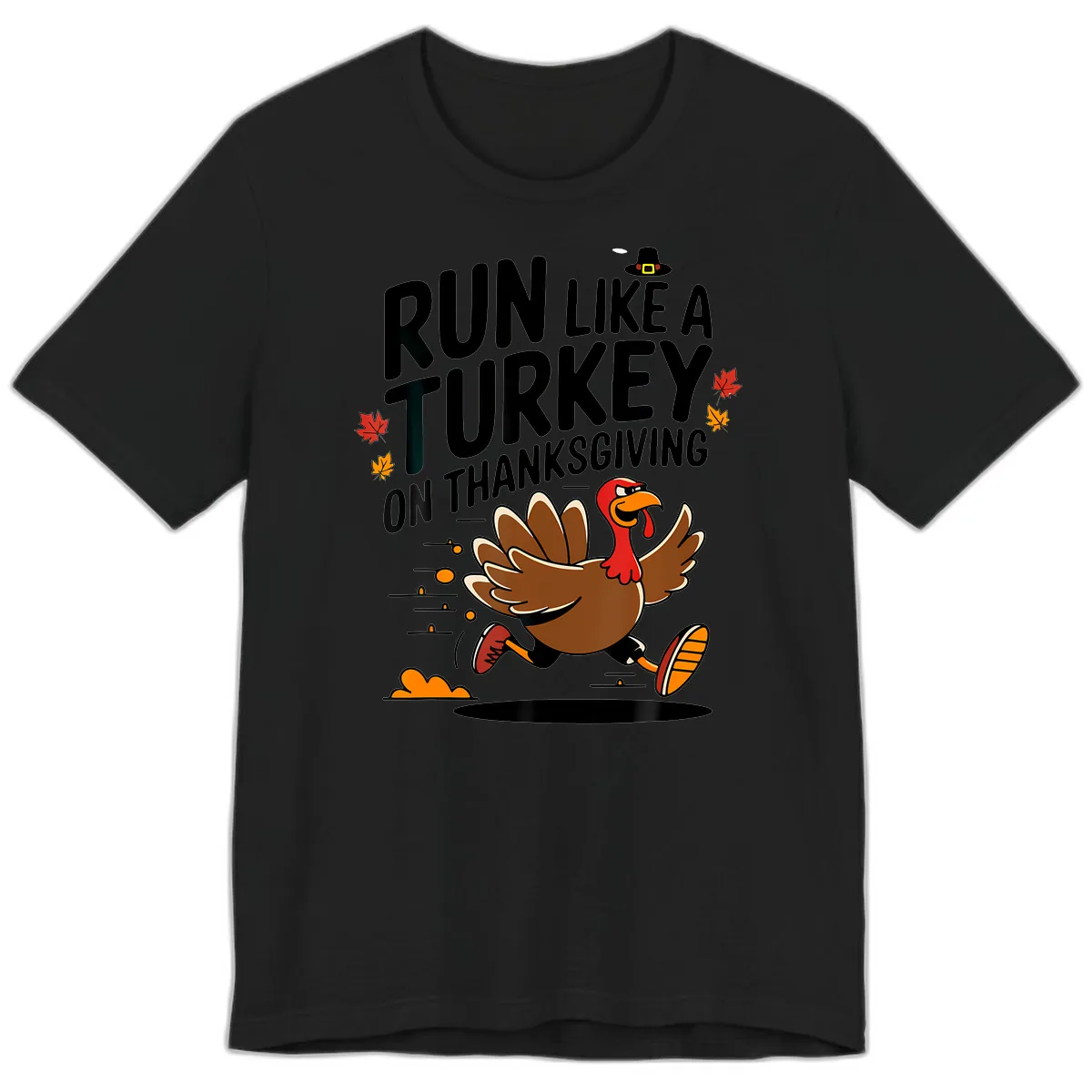 Run Like A Turkey On Thanksgiving Premium T-Shirt in Black