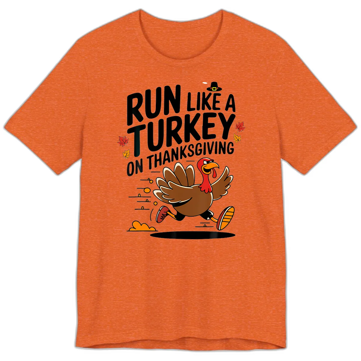 Run Like A Turkey On Thanksgiving Premium T-Shirt in Heather Orange