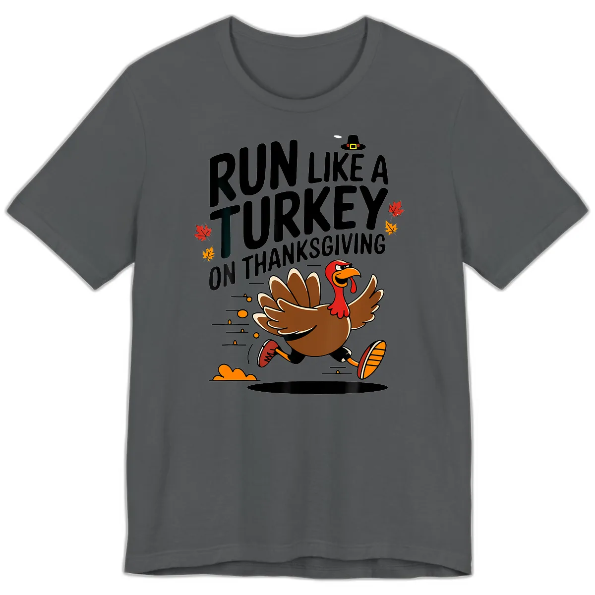 Run Like A Turkey On Thanksgiving Premium T-Shirt in Asphalt