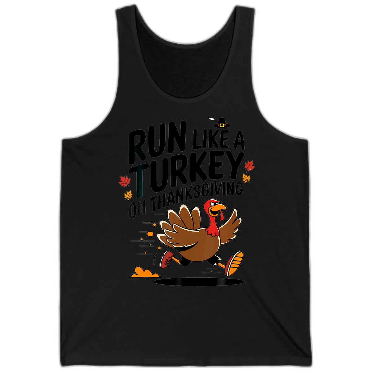 Run Like A Turkey On Thanksgiving Tank in Black