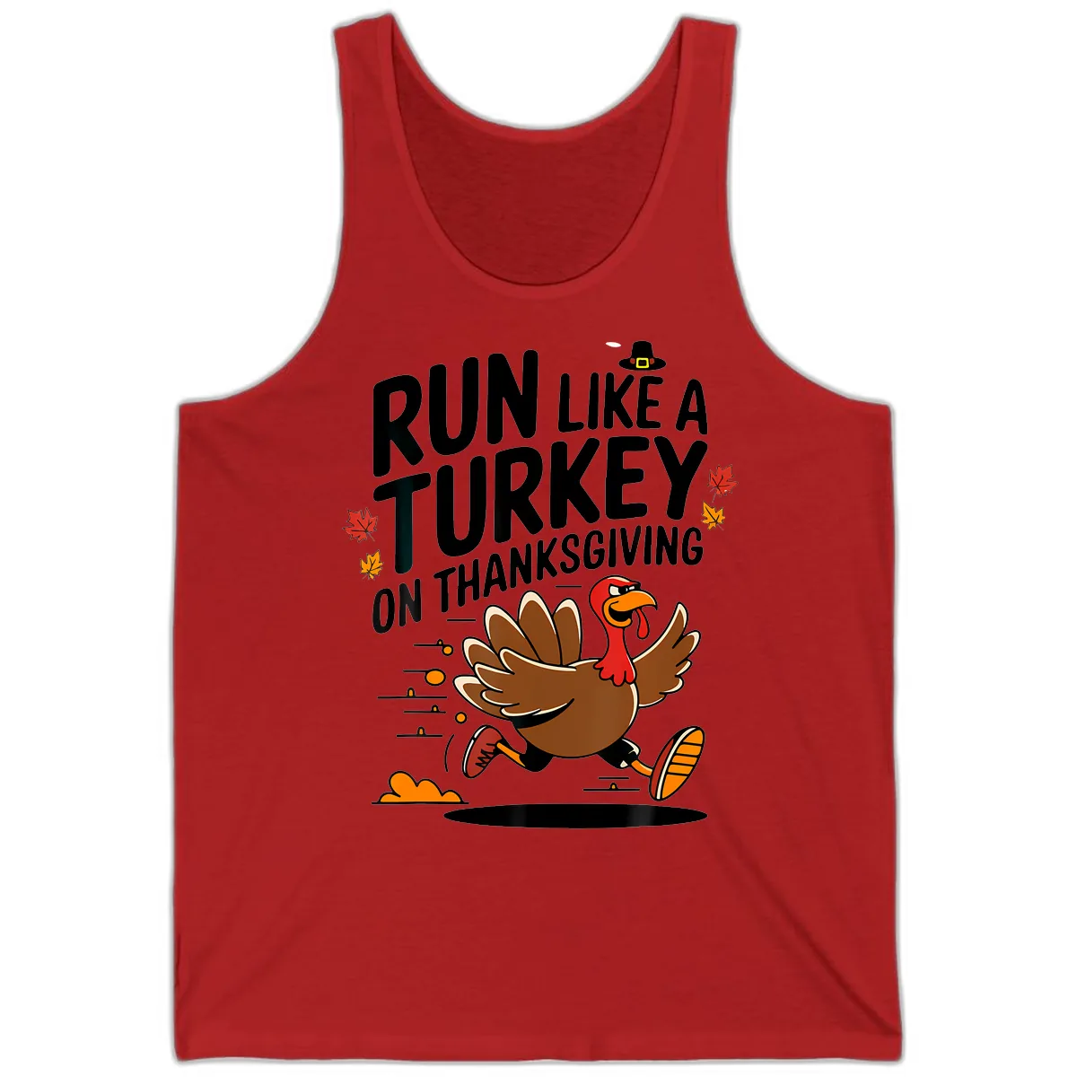 Run Like A Turkey On Thanksgiving Tank in Red