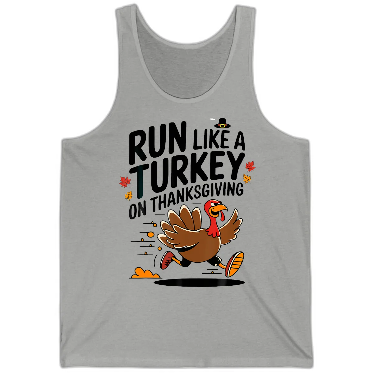 Run Like A Turkey On Thanksgiving Tank in Athletic Heather