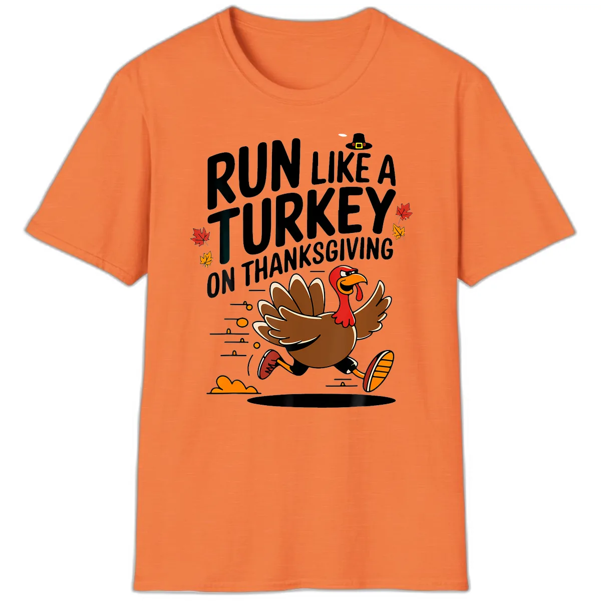 Run Like A Turkey On Thanksgiving T-Shirt in Heather Orange