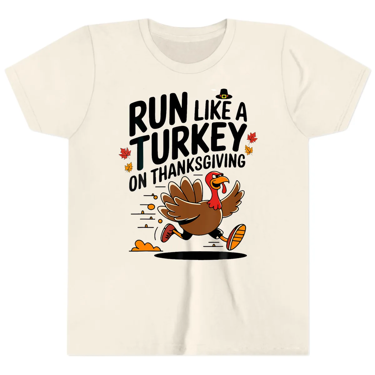 Run Like A Turkey On Thanksgiving Youth T-Shirt in Natural