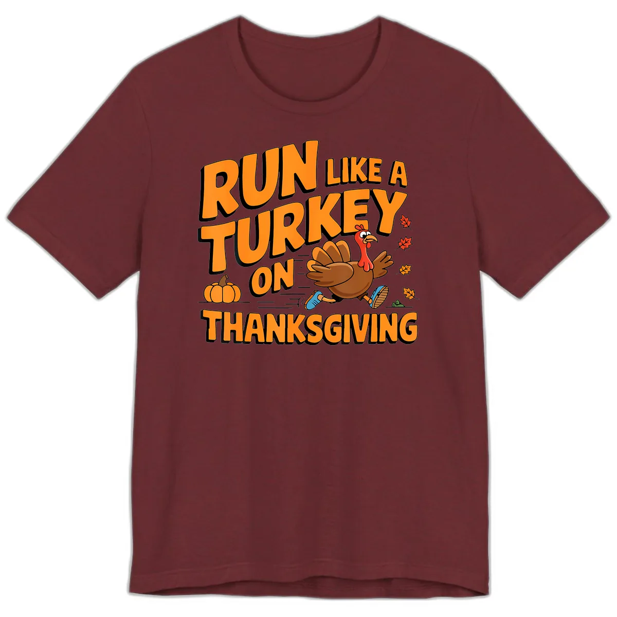 Run Like A Turkey On Thanksgiving Premium T-Shirt in Heather Cardinal