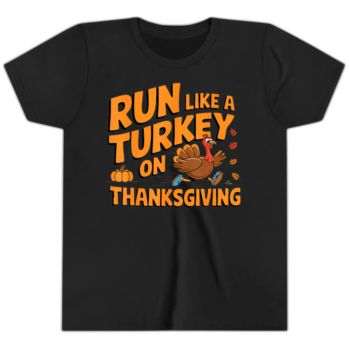 Run Like A Turkey On Thanksgiving Youth T-Shirt in Black
