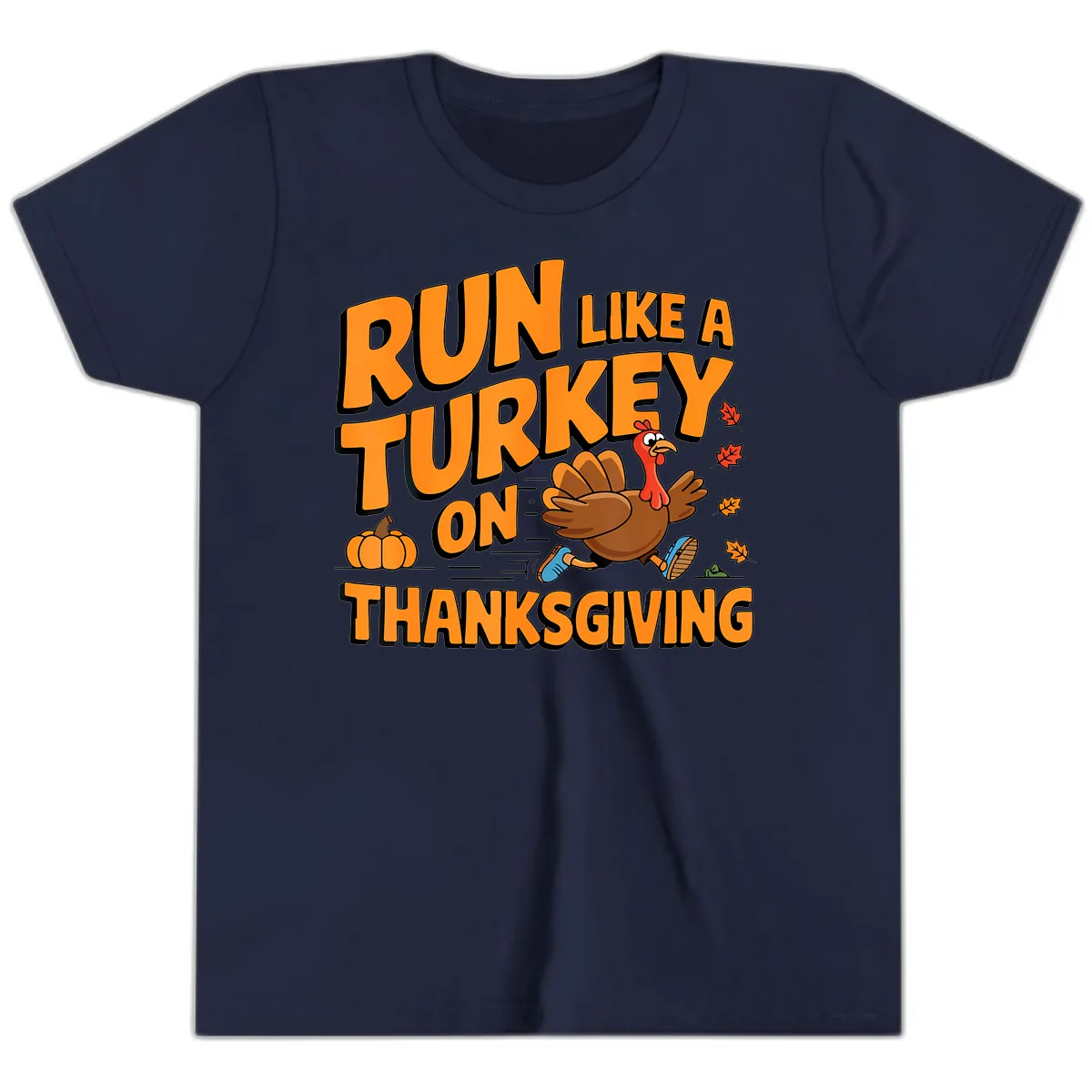 Run Like A Turkey On Thanksgiving Youth T-Shirt in Navy