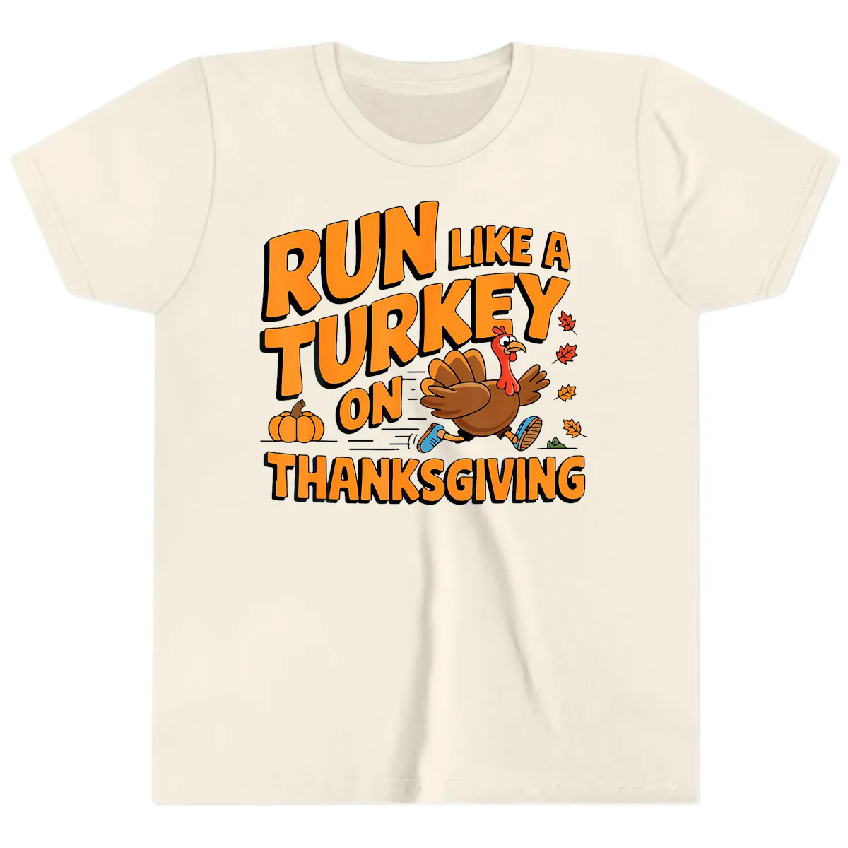 Run Like A Turkey On Thanksgiving Youth T-Shirt in Natural