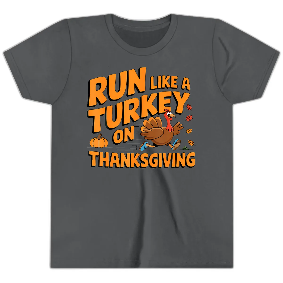 Run Like A Turkey On Thanksgiving Youth T-Shirt in Asphalt