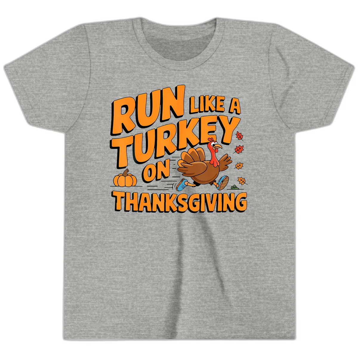 Run Like A Turkey On Thanksgiving Youth T-Shirt in Athletic Heather