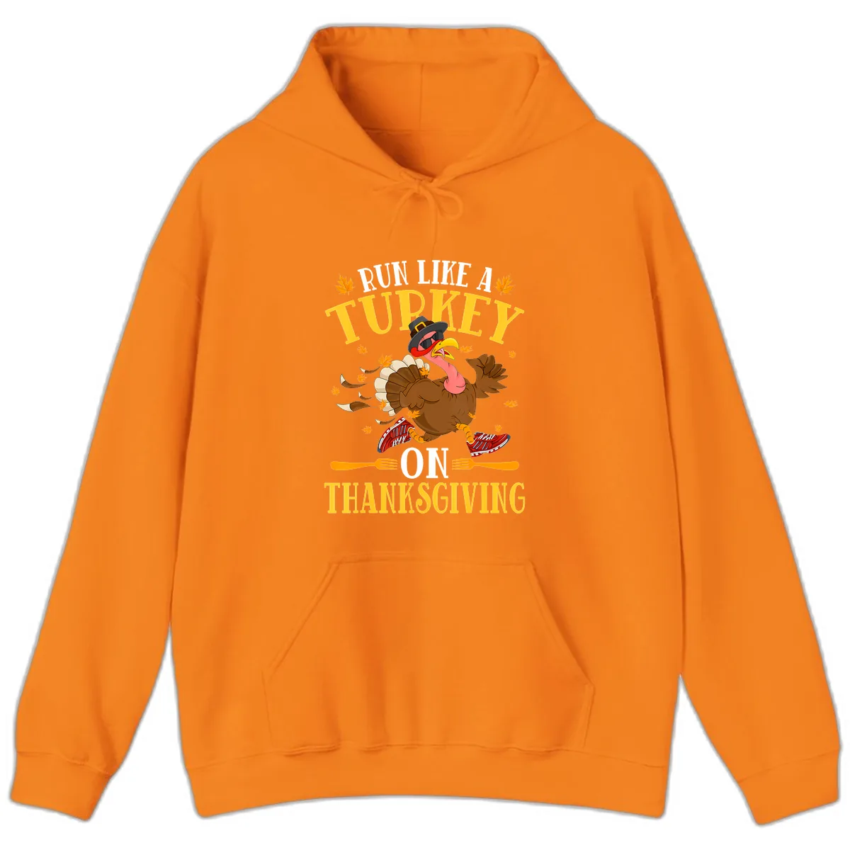 Run Like A Turkey On Thanksgiving Hoodie in Safety Orange