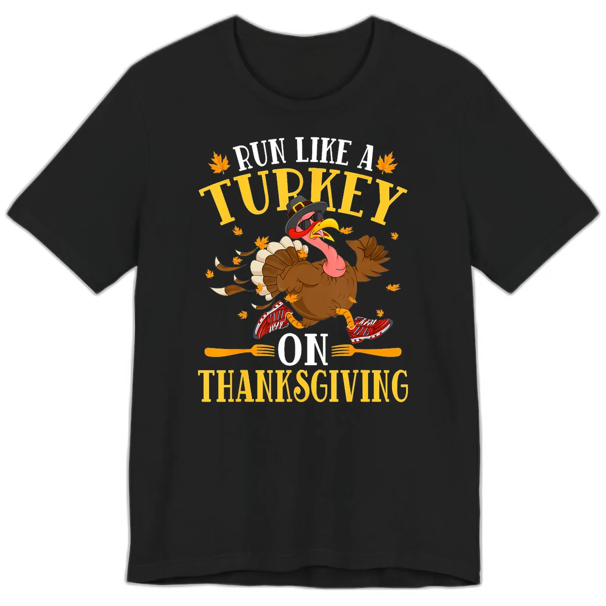 Run Like A Turkey On Thanksgiving Premium T-Shirt in Black
