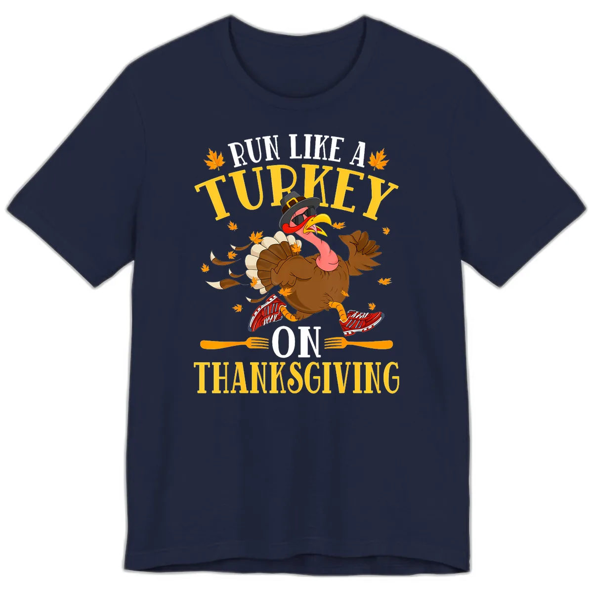 Run Like A Turkey On Thanksgiving Premium T-Shirt in Navy