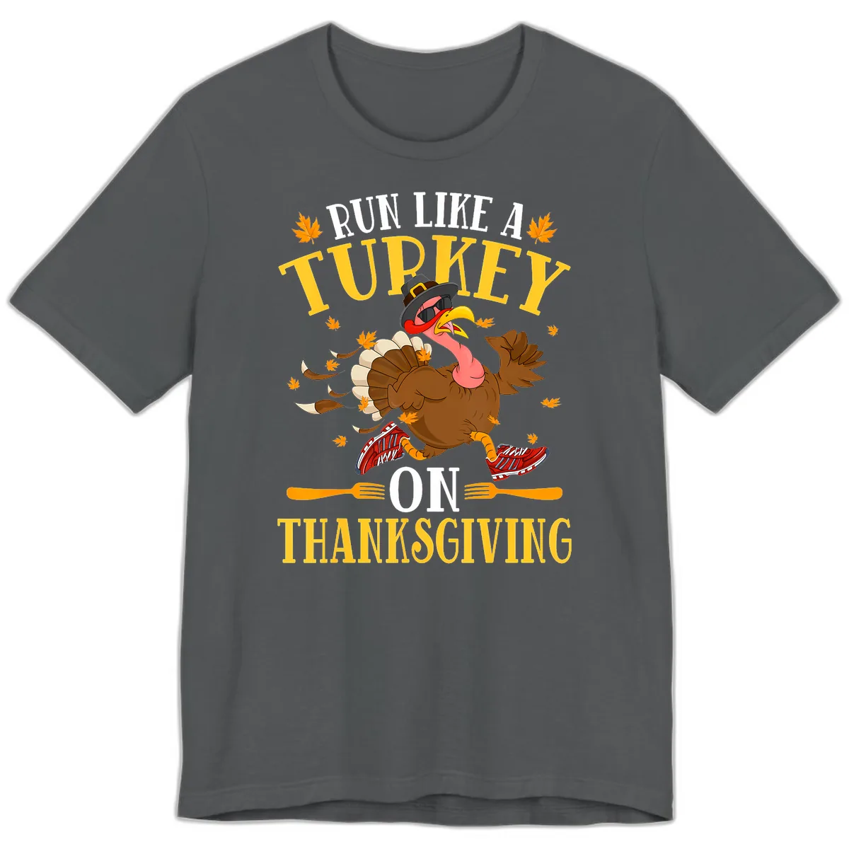 Run Like A Turkey On Thanksgiving Premium T-Shirt in Asphalt