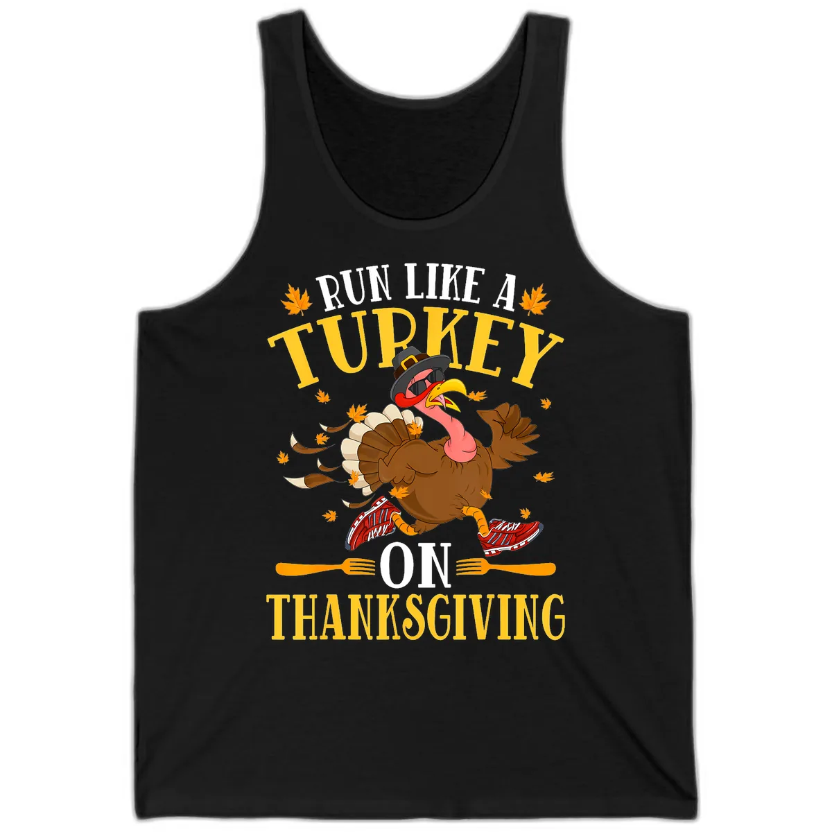 Run Like A Turkey On Thanksgiving Tank in Black