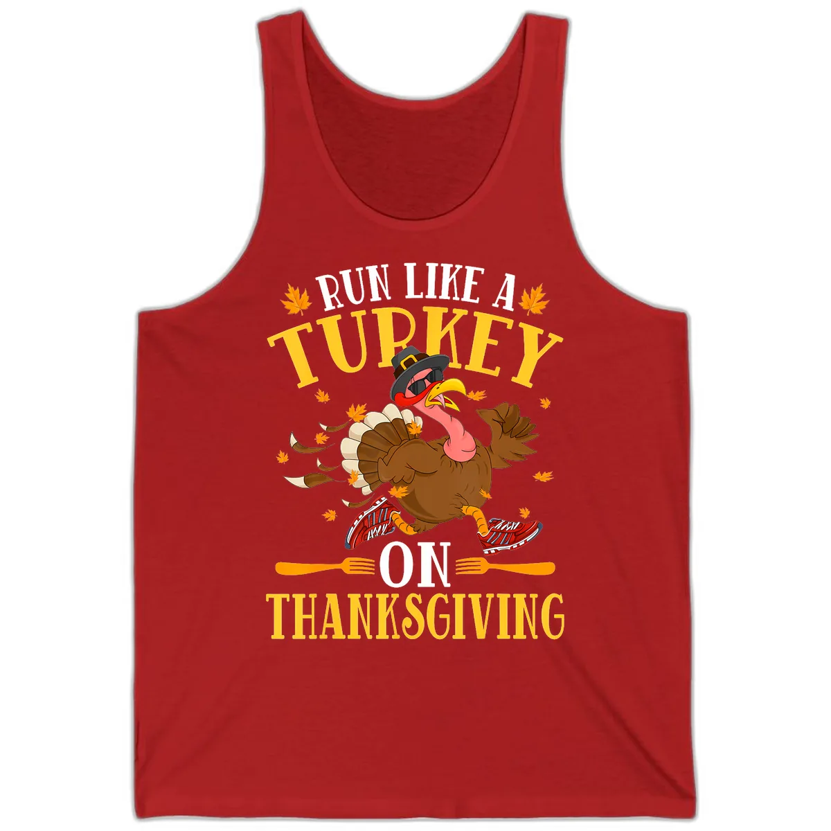 Run Like A Turkey On Thanksgiving Tank in Red