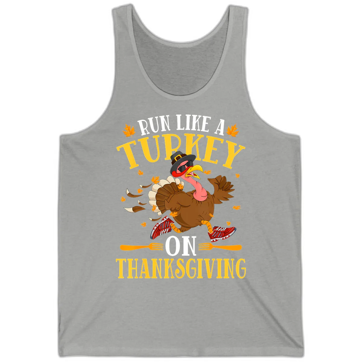 Run Like A Turkey On Thanksgiving Tank in Athletic Heather