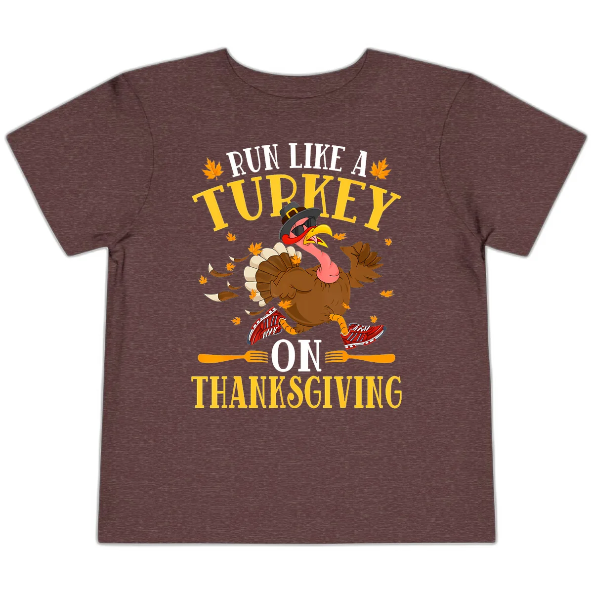 Run Like A Turkey On Thanksgiving Toddler T-Shirt in Heather Maroon