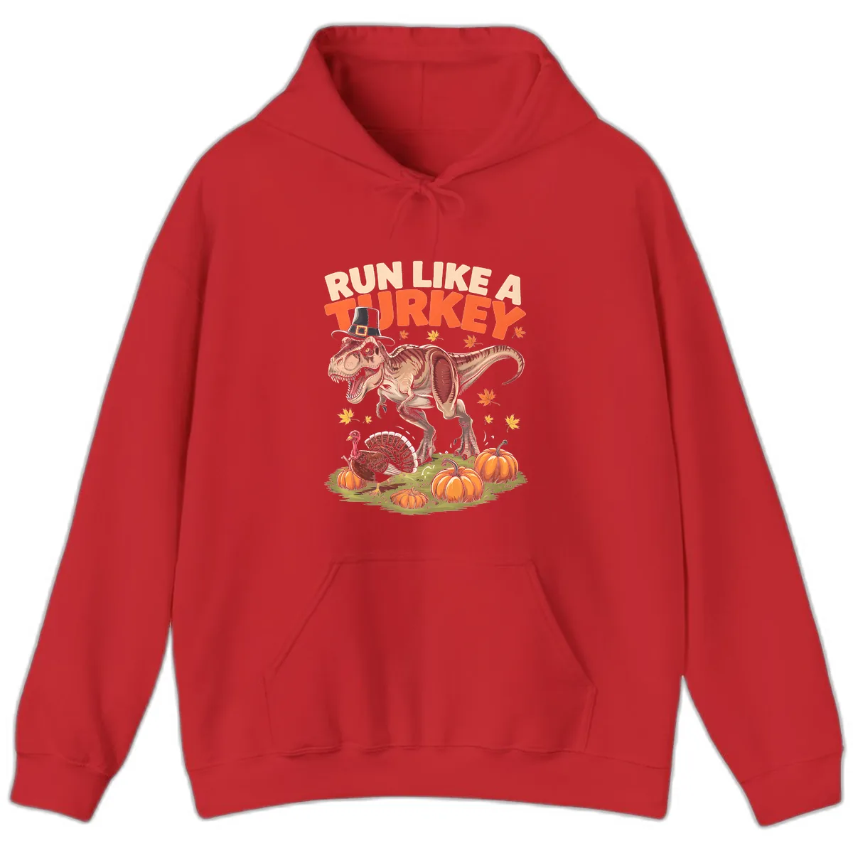 Run Like A Turkey Dinosaur Design Hoodie in Red