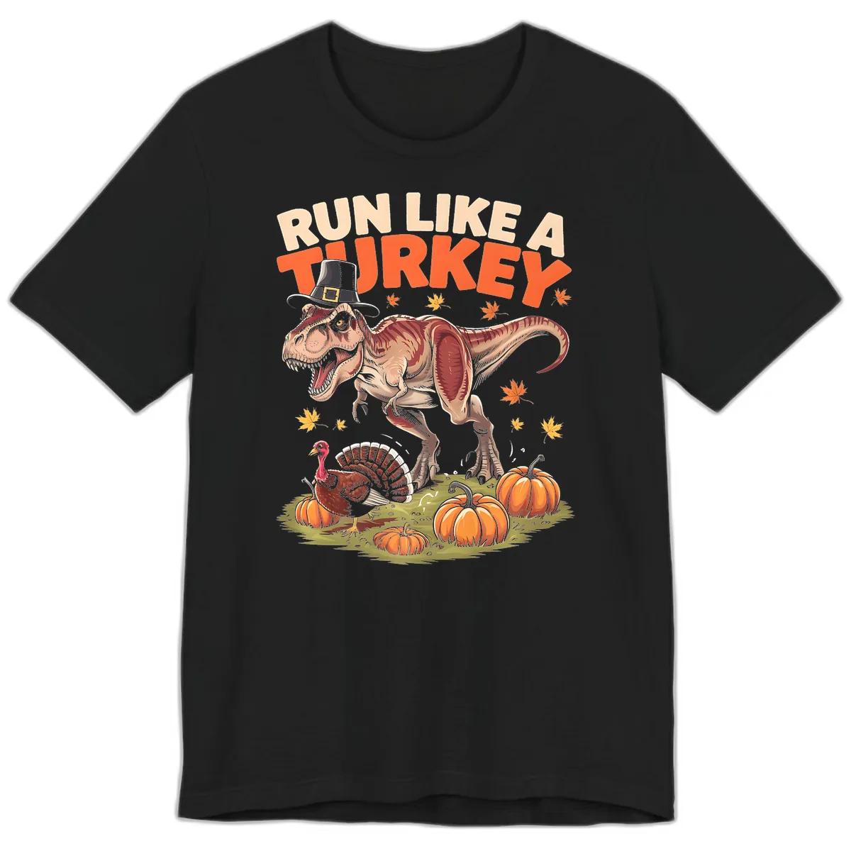 Run Like A Turkey Dinosaur Design Premium T-Shirt in Black
