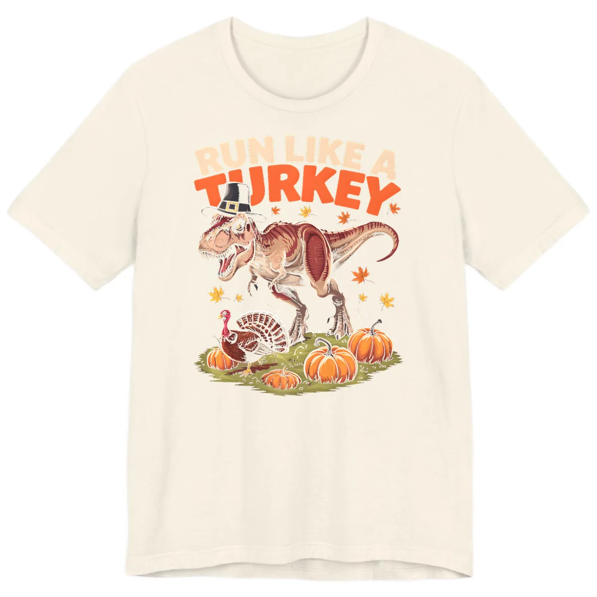 Run Like A Turkey Dinosaur Design Premium T-Shirt in Natural