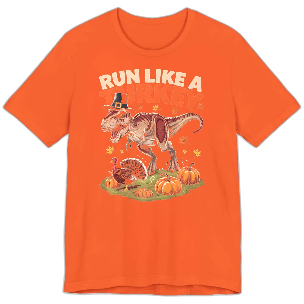 Run Like A Turkey Dinosaur Design Premium T-Shirt in Orange