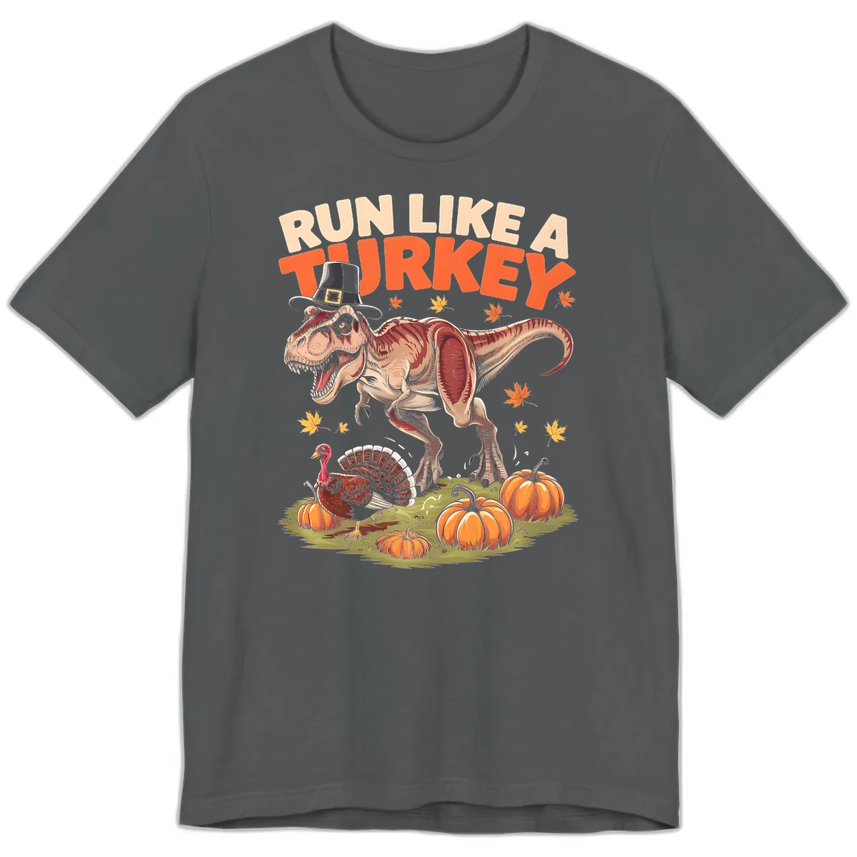 Run Like A Turkey Dinosaur Design Premium T-Shirt in Asphalt