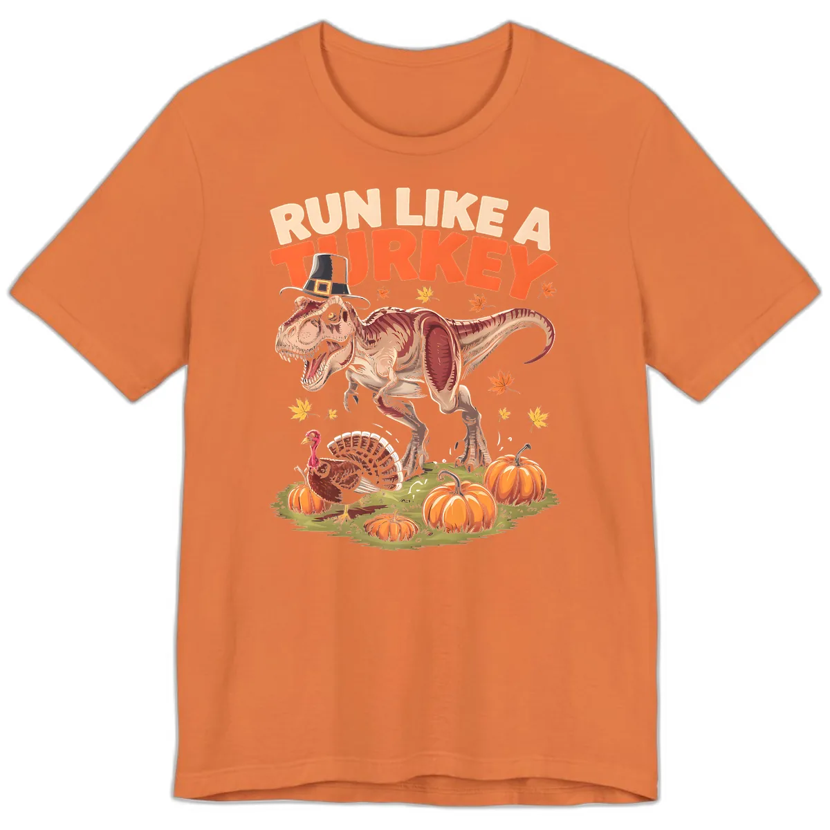 Run Like A Turkey Dinosaur Design Premium T-Shirt in Burnt Orange