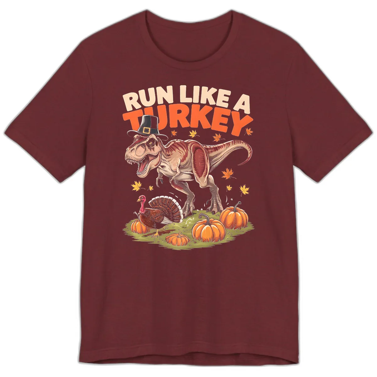 Run Like A Turkey Dinosaur Design Premium T-Shirt in Heather Cardinal
