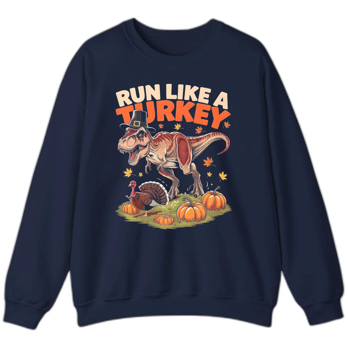 Run Like A Turkey Dinosaur Design Sweatshirt in Navy