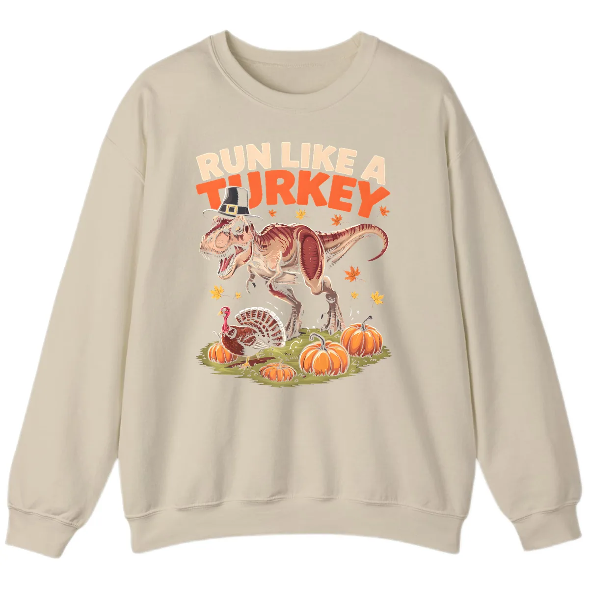 Run Like A Turkey Dinosaur Design Sweatshirt in Sand