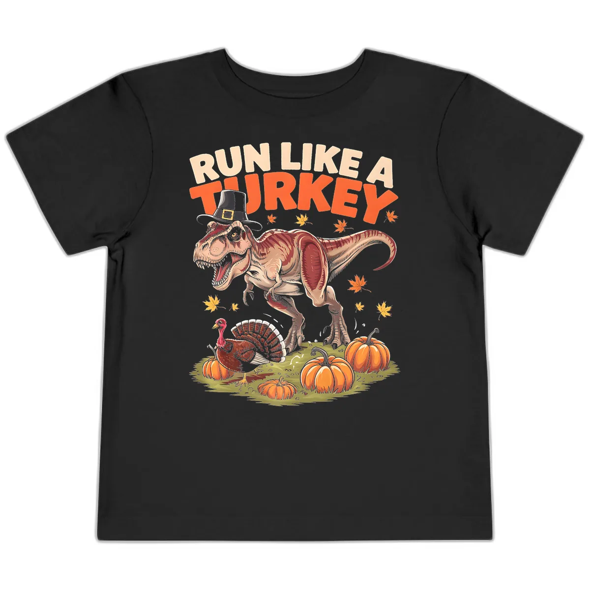 Run Like A Turkey Dinosaur Design Toddler T-Shirt in Black
