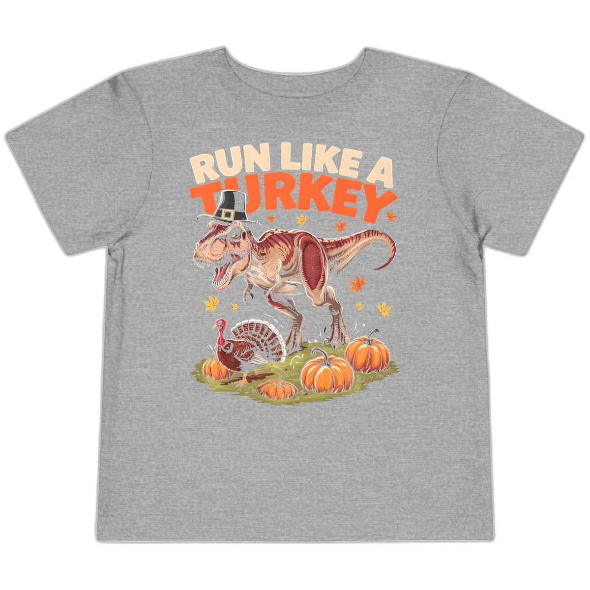 Run Like A Turkey Dinosaur Design Toddler T-Shirt in Athletic Heather