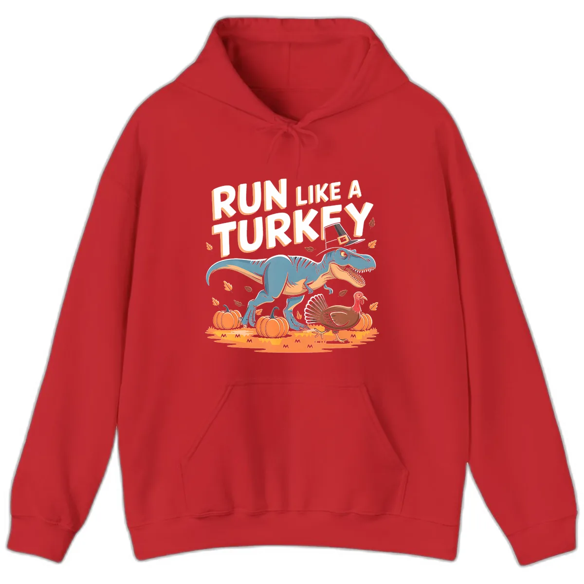 Run Like A Turkey Dinosaur Design Hoodie in Red