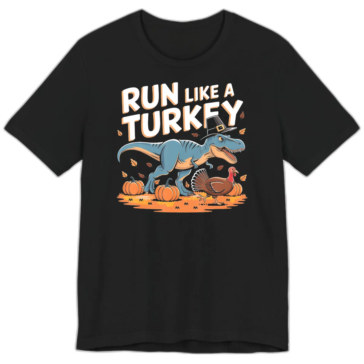 Run Like A Turkey Dinosaur Design Premium T-Shirt in Black
