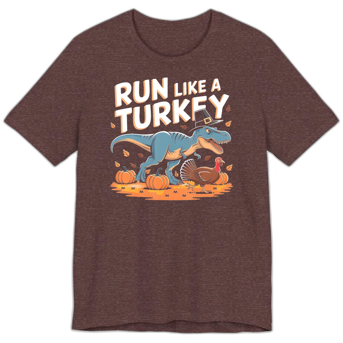 Run Like A Turkey Dinosaur Design Premium T-Shirt in Heather Maroon