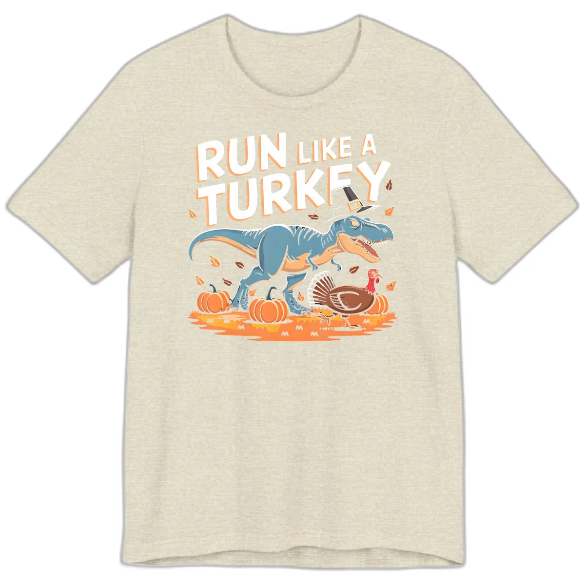 Run Like A Turkey Dinosaur Design Premium T-Shirt in Heather Prism Natural