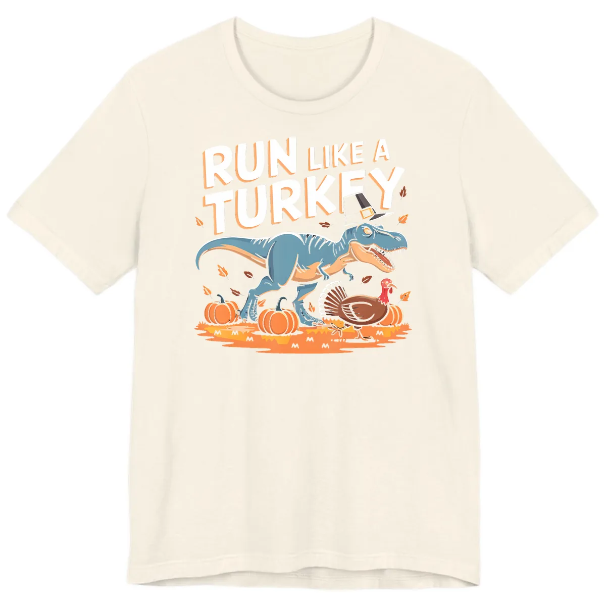 Run Like A Turkey Dinosaur Design Premium T-Shirt in Natural