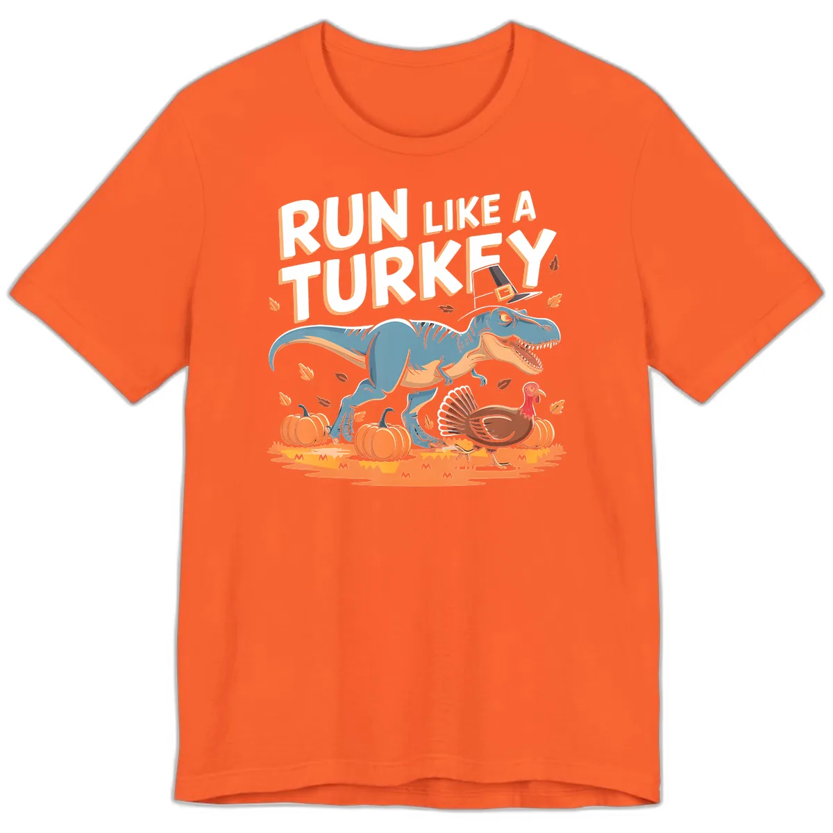 Run Like A Turkey Dinosaur Design Premium T-Shirt in Orange