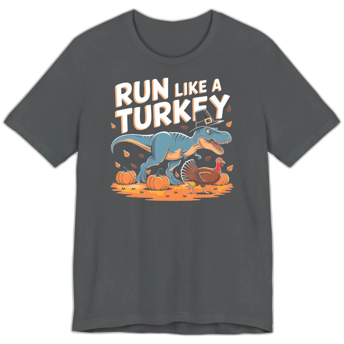 Run Like A Turkey Dinosaur Design Premium T-Shirt in Asphalt