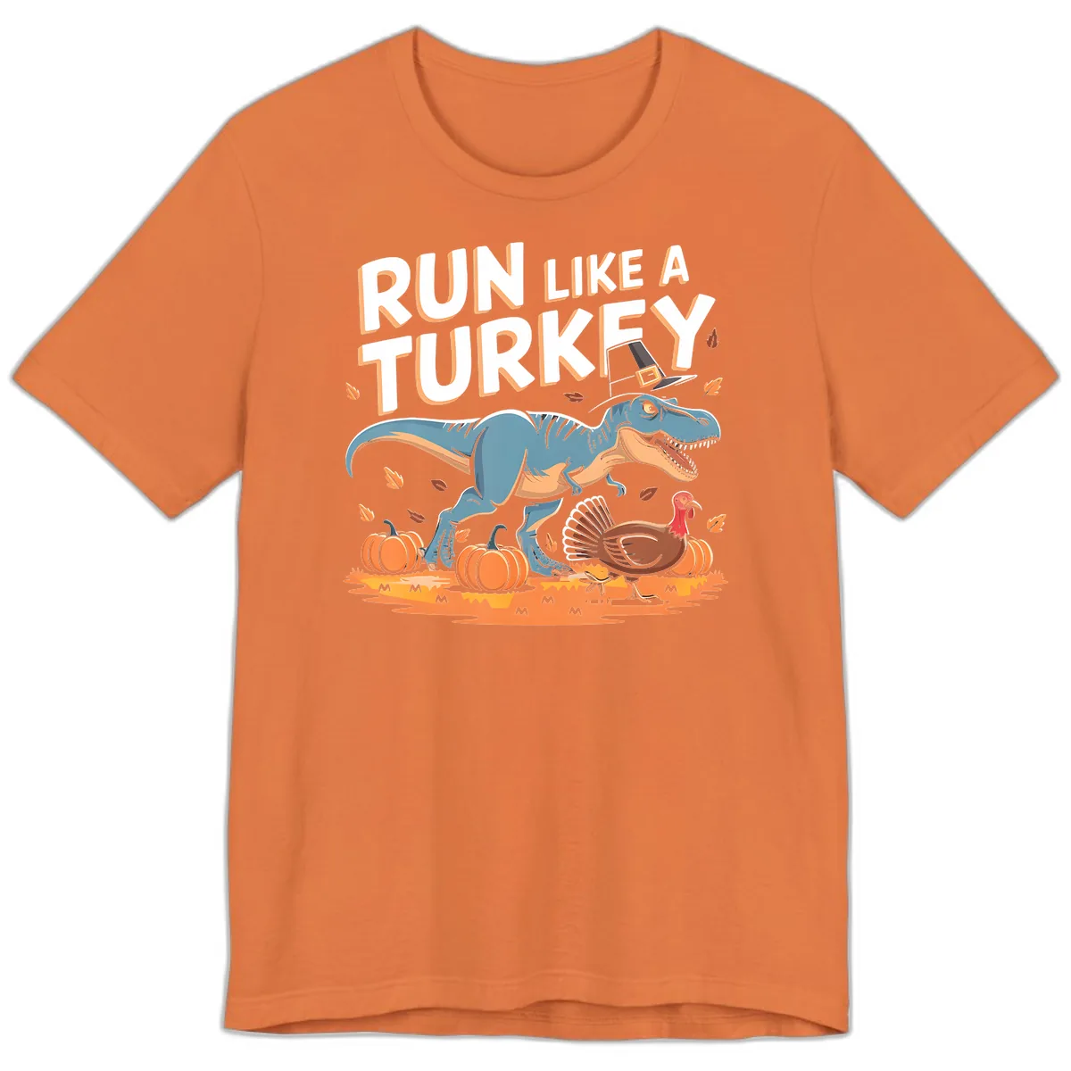 Run Like A Turkey Dinosaur Design Premium T-Shirt in Burnt Orange